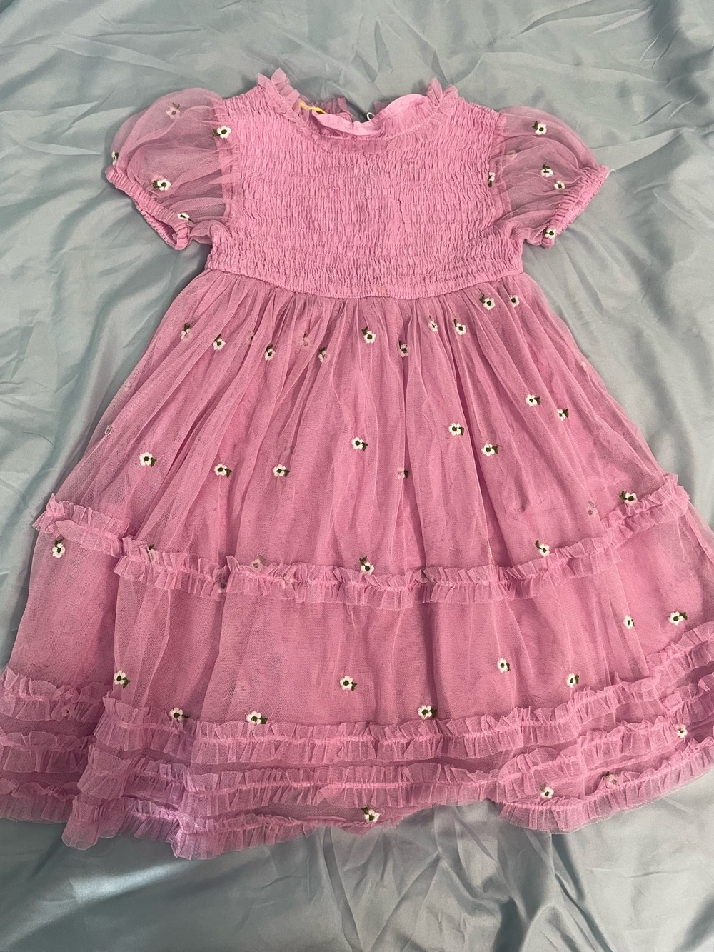 Mini Boden Lilac Tulle Dress with Daisy Appliqués